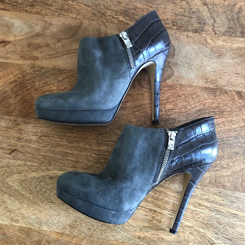 Michael Kors York Bootie Python Suede Ankle Boots